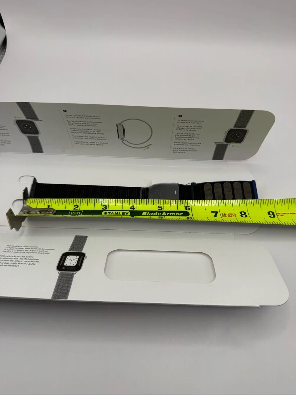 Apple Watch Black Nylon Sport Loop Band Blue Accent Official New